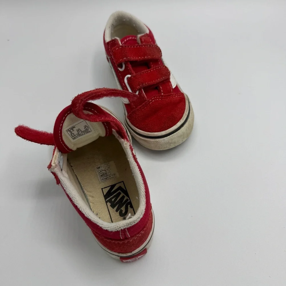 Vans Red Velcro Sneakers Size 6.5